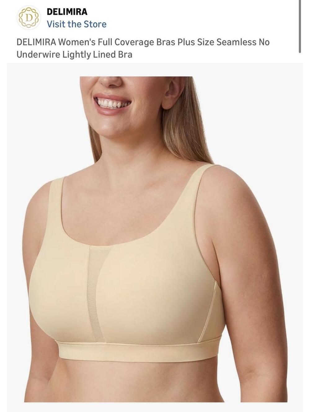 DELIMIRA Women's Full Coverage Plus Size Seamless No Underwire Lightly Lined Bra